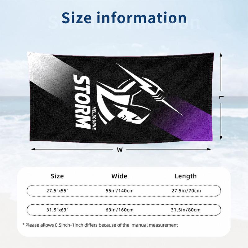 Melbourne Storm Beach Towel Quick Dry Sand Free Lightweight Beach Towels for Travel Swimming Camping