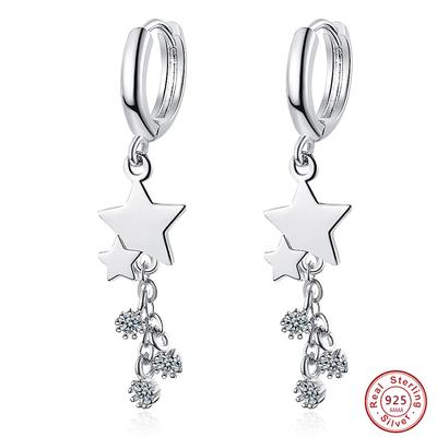 Prevenir Alergias Pendientes de Estrella de Plata de Ley con Amuletos de Cristal Pendientes de Botón para Mujeres Niños Niñas Regalos