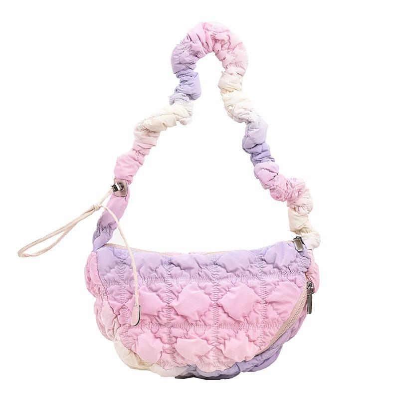 Rainbow Pleated Cloud Bag New Women's Korean Style All-matching Bubble Fashionable Simple One-shoulder Puff