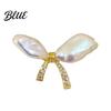 Oxidation Resistant Brooch Women Imitation Pearls Bow Shape Anti-Wear Lapel