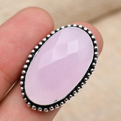 Calcedonie Roz Gemstone Solid 925 Sterling Silver Bijuterii lucrate manual Inel excelent