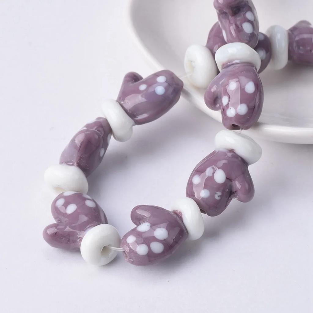 10pcs 18x14mm Glove Shape Handmade Lampwork Glass Loose Beads For Jewelry Making DIY Crafts Findings