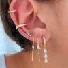 18K Gold Plated Cubic Zirconia Earrings for Women Geometric Drop Triple CZ Dangle Huggie Hoop Jewelry Trendy Style
