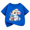 Cute Rabbit Graphic Kids Tshirts Summer Short Sleeve Tees Cartoon Animal Boys Girls Clothes Kawaii Tops Y2K Children T-shirt