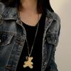 Titanium Steel Letter Bear Long Sweater Necklace