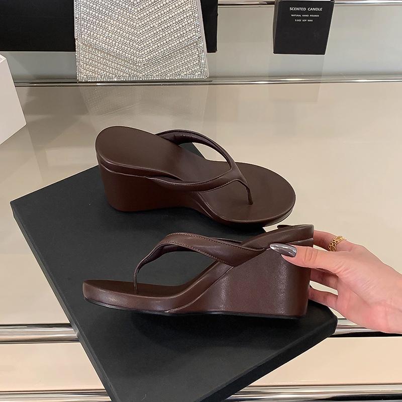 Fashion Clip Toe Wedges Heel Women Slippers Designer Party Dress Flip Flops Ladies Slides Shoes