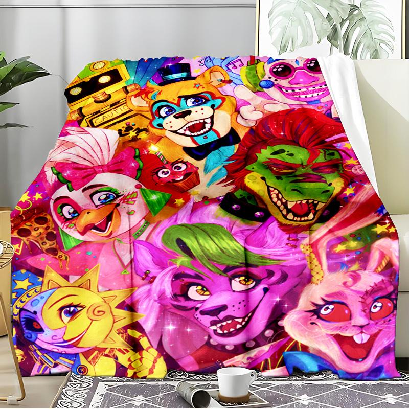 Five Nights Party Blanket Flannel Throw for Sofa, Indoor, Camping, Living Room, Office, Chair, And Bed Soft Birthday Gift