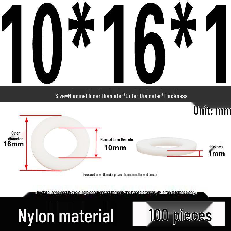 White Wear-Resistant Nylon Flat Washer Round Plastic Insulating Gasket M4-M20