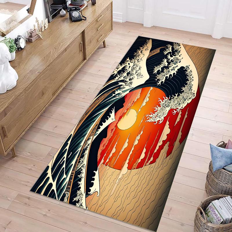 

Japanese Wave Pattern Carpet Mat Rug Home Decoration Ocean Design Floor Area Rug Living Room Bedroom Art Style Rugs for Bedroom 40X120CM