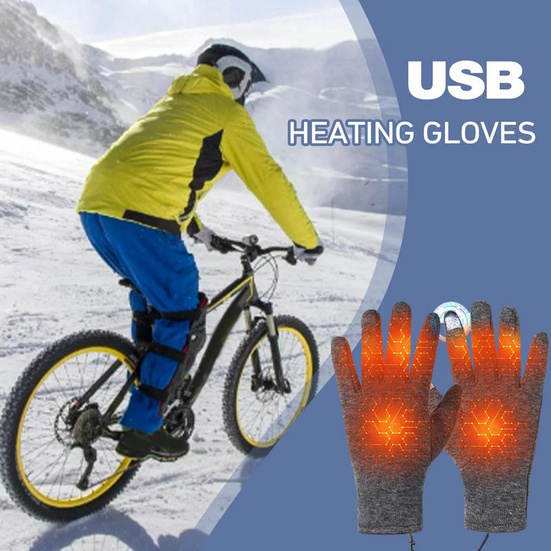 Heated Gloves for Men Women Unisex USB Electric Heating Warm Gloves Screen Touch Design Thermal Gloves for Skiing Cycling