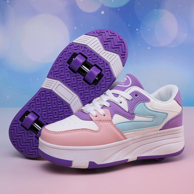 

Роликовые коньки, обувь для ходьбы с четырьмя колесами, студенческие спортивные ролики, обувь для ходьбы на колесах, летние весенние детские кроссовки 41 фиолетовый
