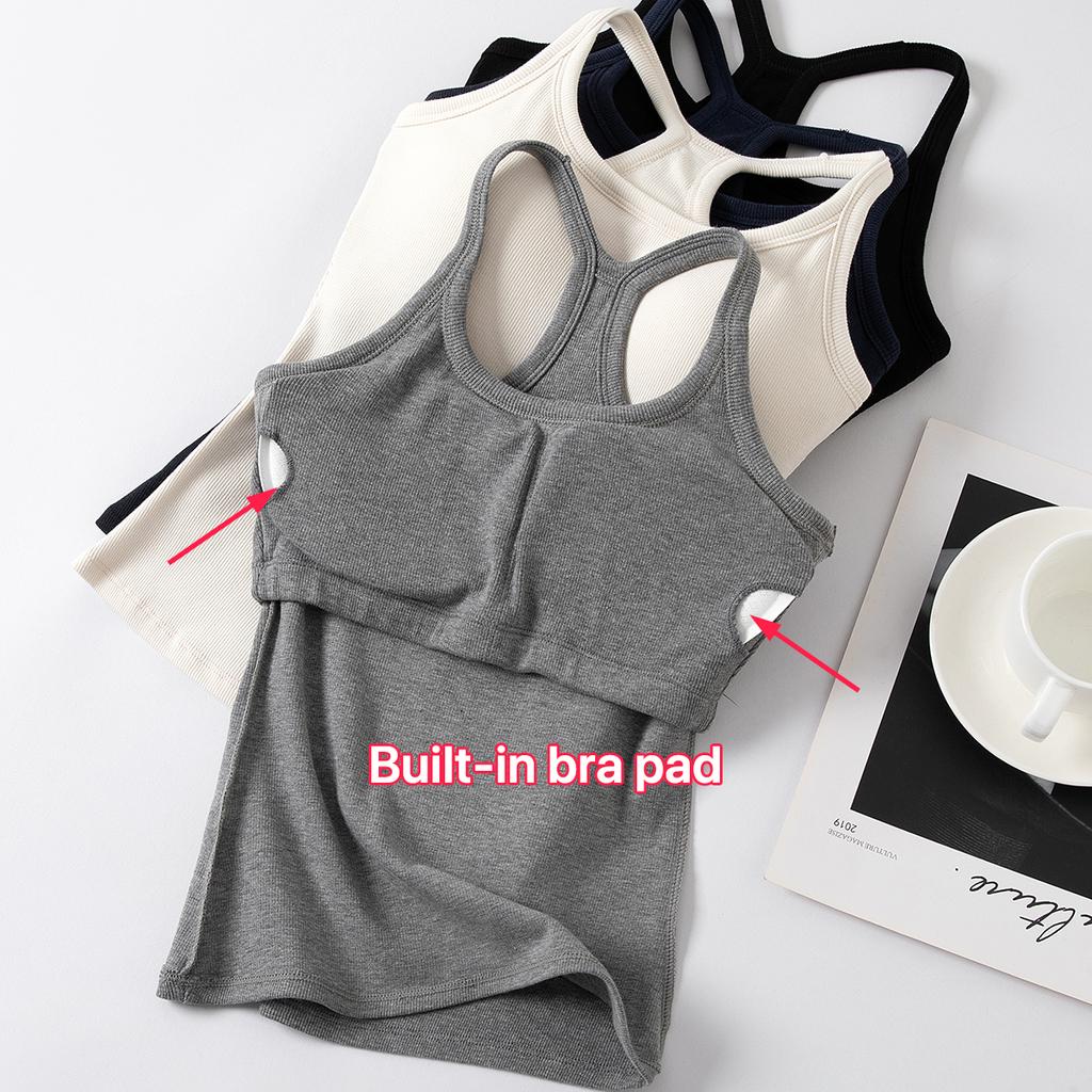 Slim Fit Women Sleeveless Camisole Solid Color Elastic Ribbed Tank Top Soft Basic Daily Wear Vest