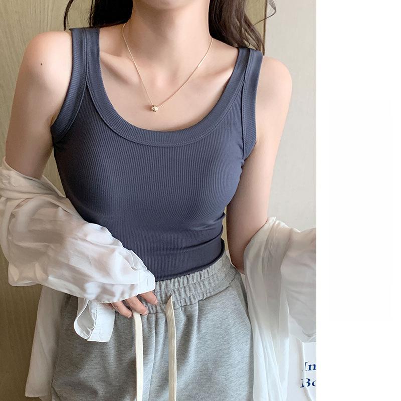 Stilig Vest Elegance Mote Casual H523 Camisole Undertrøye Dame Innside Ut Bruk Ermeløs Underdelsskjorte Sommer Trådet Undertrøye Slim Topp