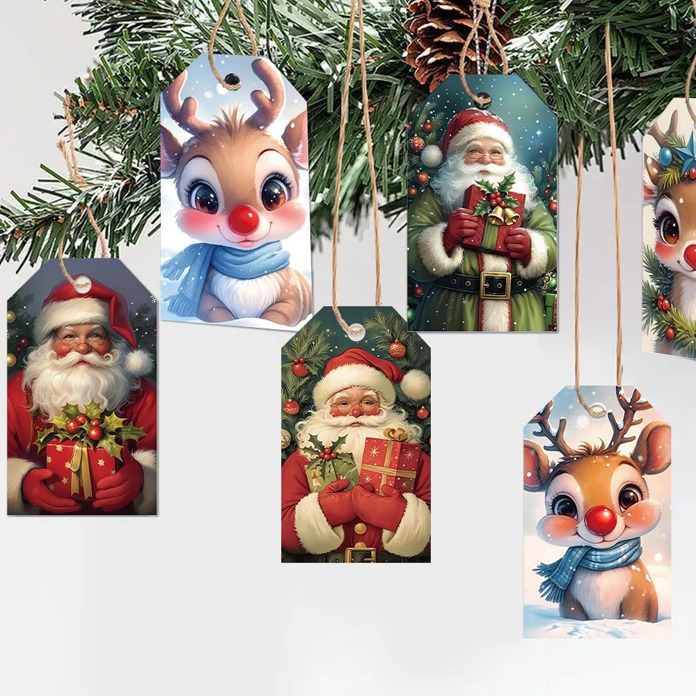 40 Stück, Weihnachtsetiketten, Geschenketiketten, Partydekorationen, DIY, Verpackungsverzierungen, Grußkarten, Geburtstagskarten, Juteschnur