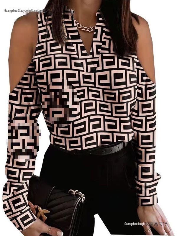 2026 Wish Independent Off-the-Shoulder Long Sleeve Printed Shirt