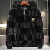 Veste d'hiver décontractée à capuche en cuir et fausse fourrure de vison pour homme