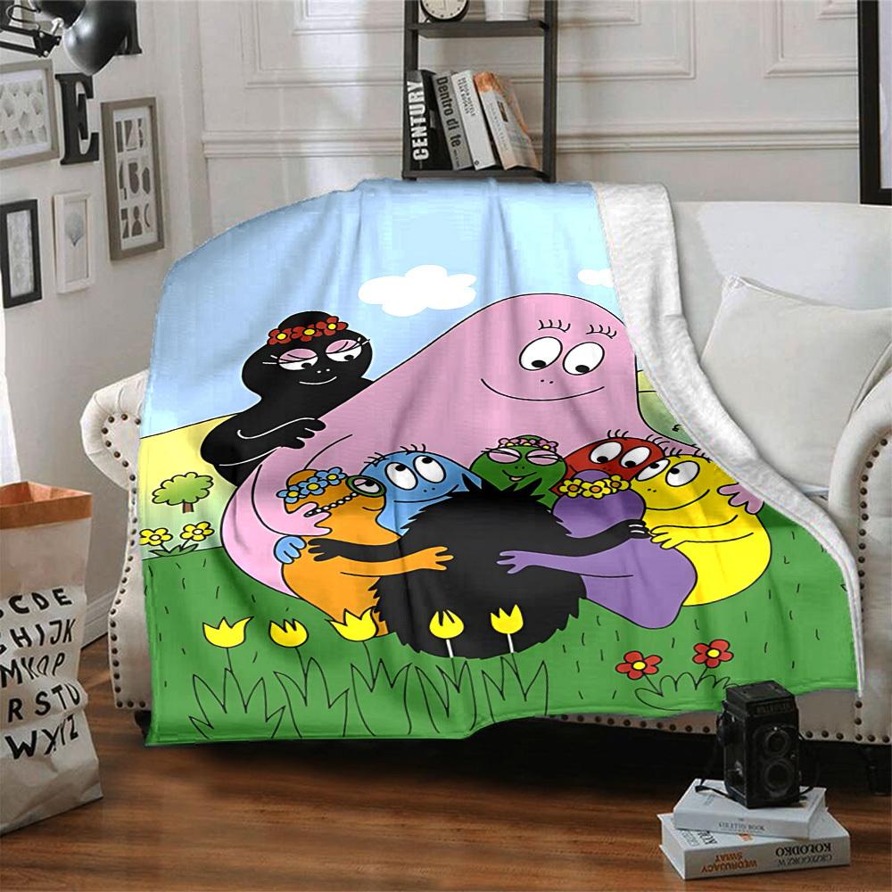 1PC Barbapapa Characters Blanket, Throw For Sofa, Bed, Travel, Camping, Livingroom,