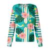 Women's Casual Long Sleeve Single Breasted Hawaiian Floral Print Nurse Jacket Cardigan Top Lightweight Comfortable Workwear