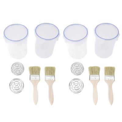 Set di contenitori per vernice da 1000 ml, ermetici e trasparenti, con sfera miscelatrice e pennello per ridipingere.
