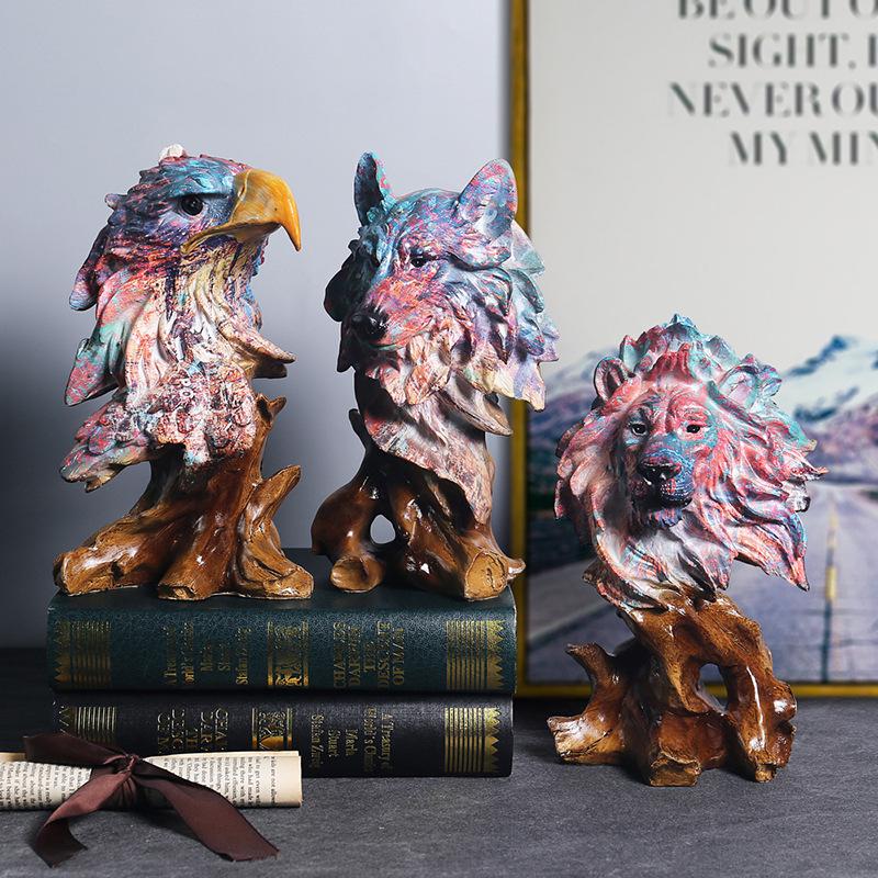 European Style Eagle Head Resin Figurine - Abstract Animal Ornament for Living Room, Study, or Office