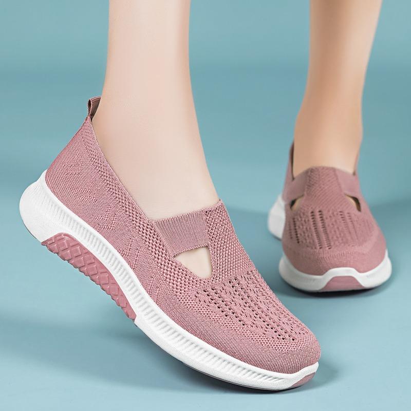 Shoes Women's Popular Women's Shoes Flying Woven Casual Shoes Shallow Mouth Comfortable Cloth Shoes Light Breathable Mesh Shoes Single Shoes