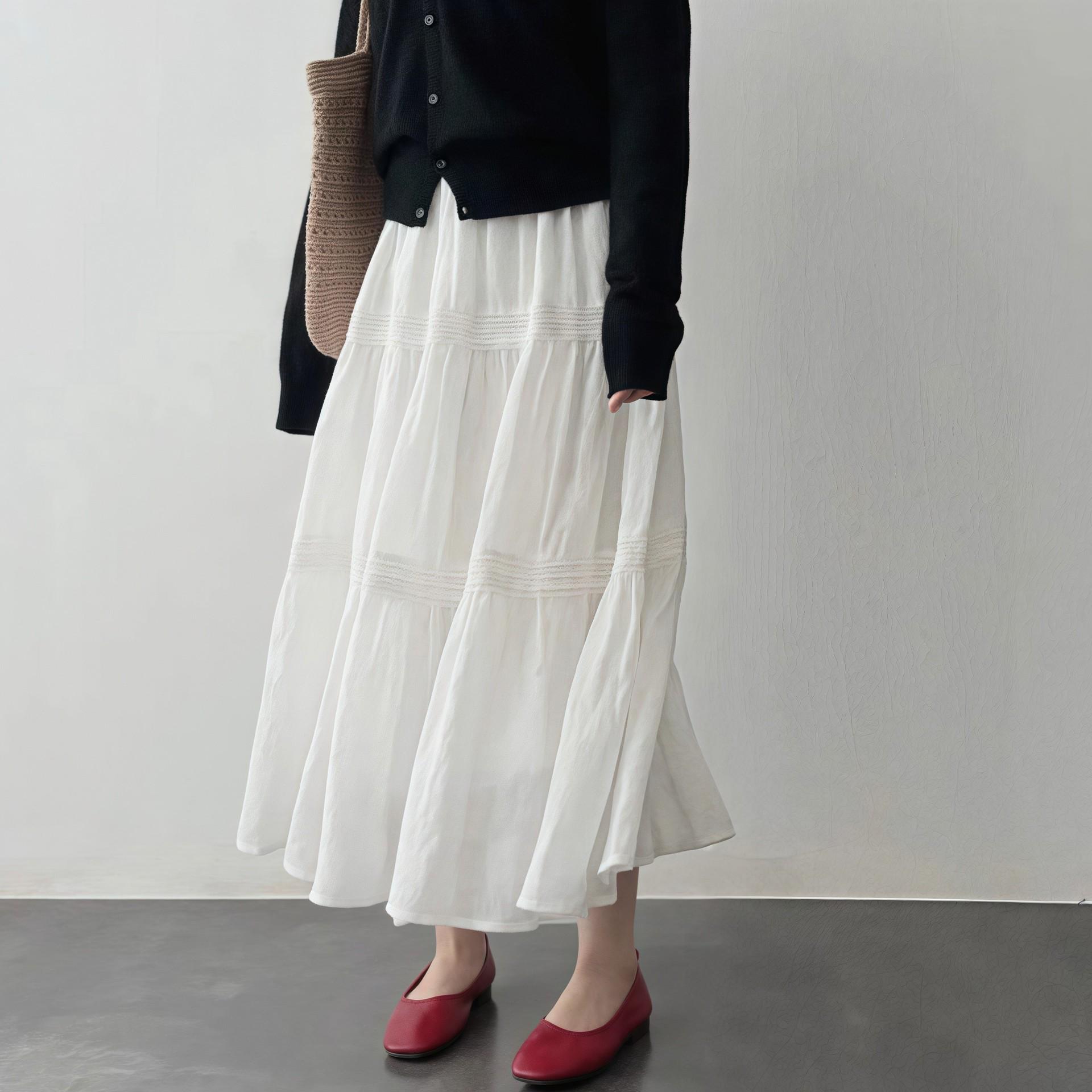 

Женская юбка А-силуэта с высокой талией из французского кружева - Коллекция весна/лето 2025 L белый