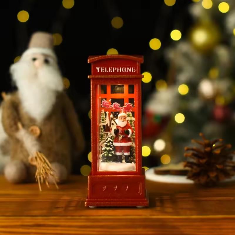 Christmas Phone Booth Lights Santa Claus Snowman Gifts Window Scene Ornament Christmas Party Decortion Xmas Party Home