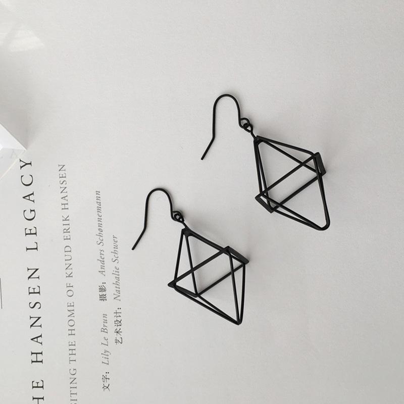 Women Fashion Geometric Pyramid Hollow Triangular Earrings