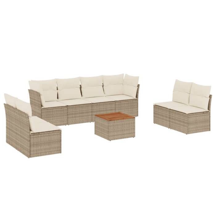 VidaXL Salon de Jardin avec Coussins 9 pcs, Canapés avec Pieds Réglables, Ensemble de Meubles d'Extérieur Patio Terrasse, 3223580