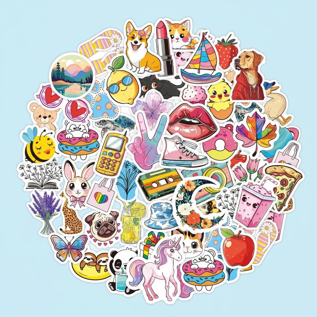50Pcs Waterproof Hawaiian Cartoon Stickers VSCO Style for Laptop Outdoor Decoration