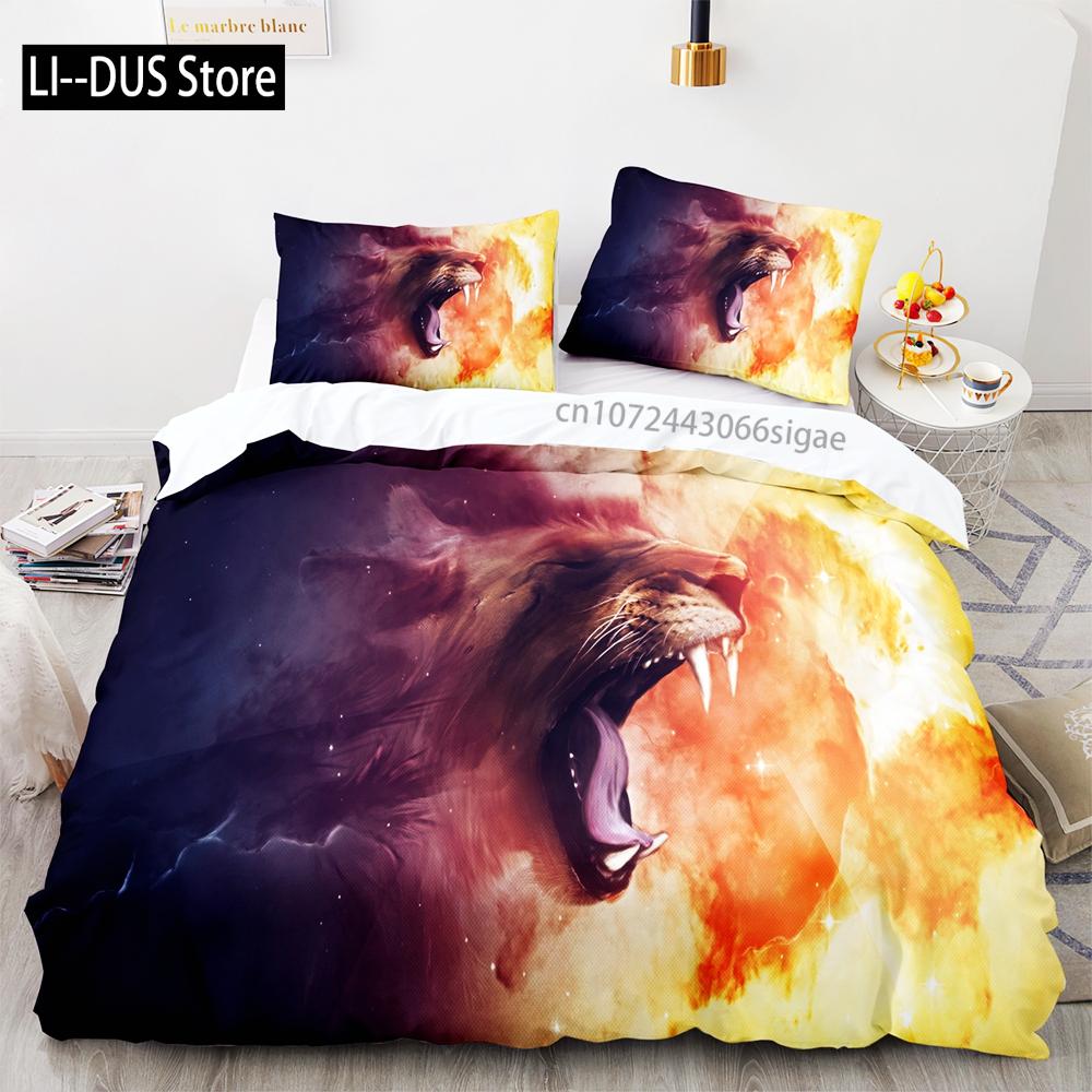Beast lion Bedding Set Single Twin Full Queen King Size Animal Bed Set Aldult Kid Bedroom Duvetcover Sets 3D Print 036