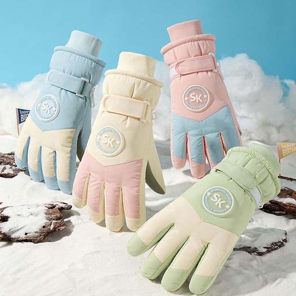 Soft Plush Thickened Gloves Oxford Cloth Finger Mittens Gift Unisex Windproof Gloves  Autumn