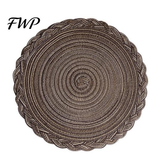 Heat Buffer Table Mat 12 Inch Round Placemats, Polyester Woven Braided Place Mats, Durable Washable Resistant Circle Dining Mats for Kitchen