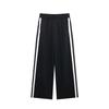 Women Casual Black Trousers Suits Sports Short Jacket Vinatge Black White Patchwork Baggy Pants Street