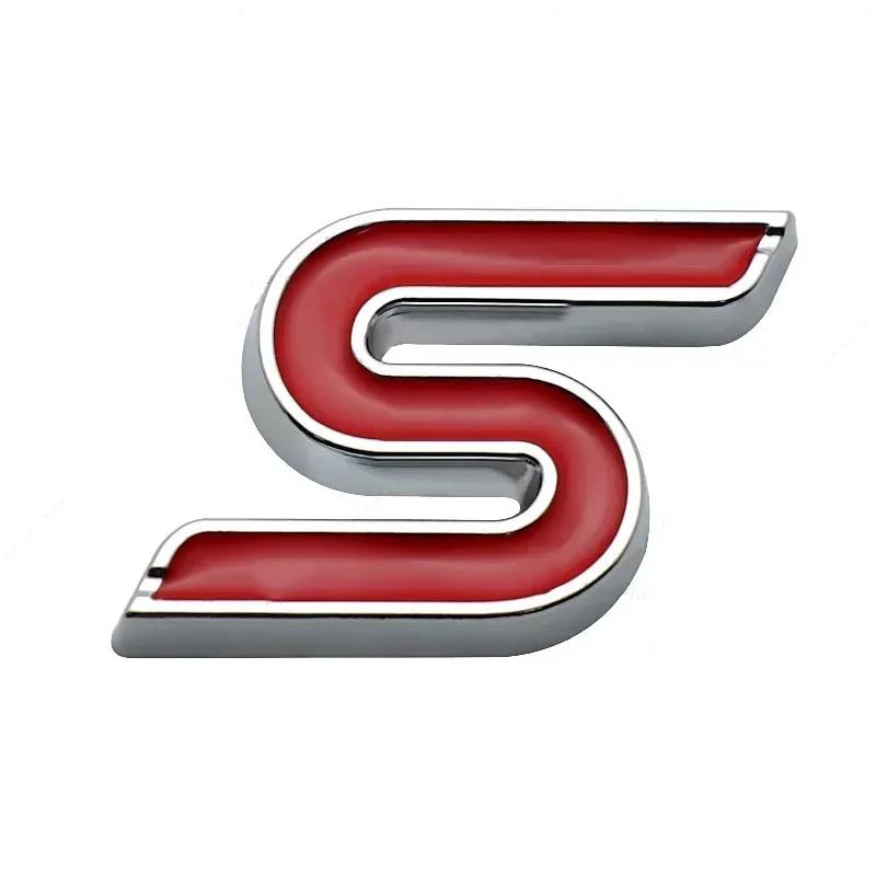 Hkwmg3 3D Metal S Logo Front Grille Emblem Badge Car Rear Trunk Stickers For Ford Focus Fiesta Escape Ecosport Kuga Mondeo Accessories
