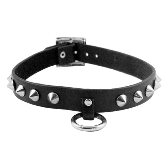 Punk Gothic Black Faux Leather Choker Cross Spike Rivet Buckle Collar Necklace