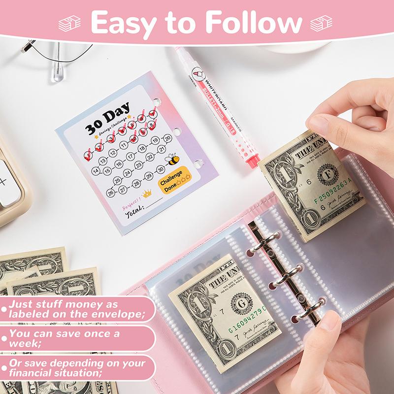 Koperty wielokrotnego użytku do wyzwania oszczędzania pieniędzy Wyzwanie 30-dniowe Koperty Torby oszczędnościowe