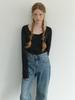 Liel Sherry Button U T-Shirt (Black)