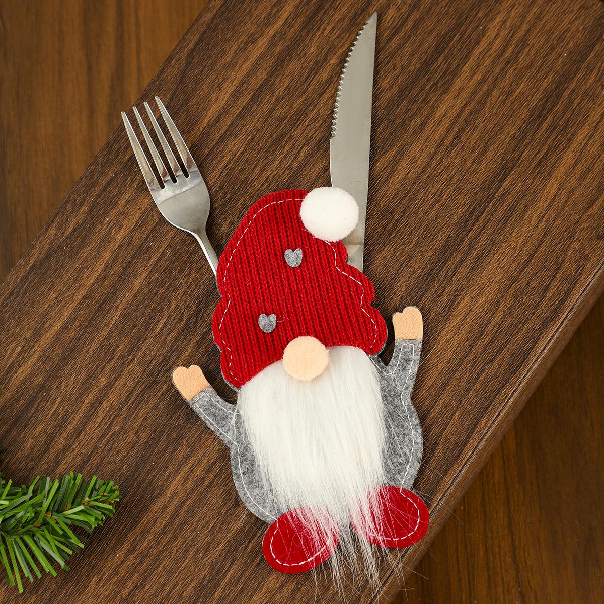 Christmas Gnome Cutlery Set: Faceless Old Man Bags for Dining Table Decor