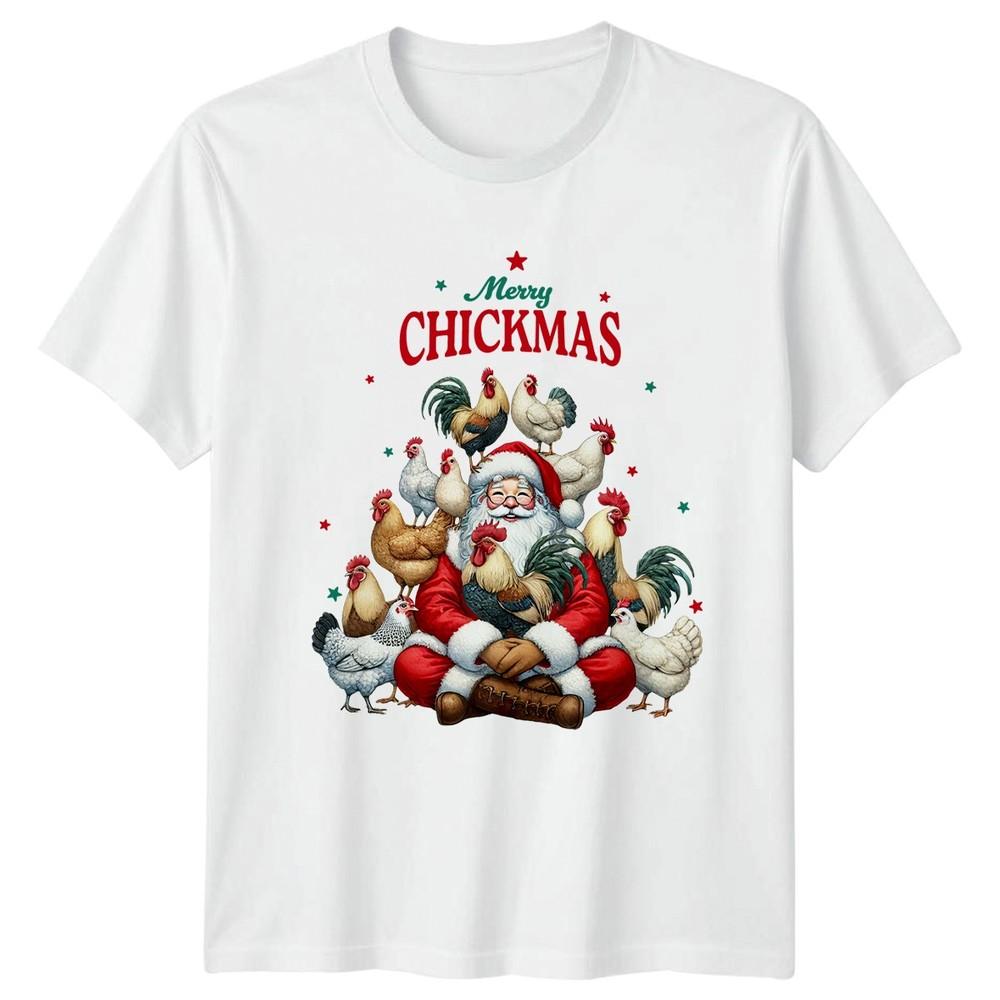 Merry Chickmas Christmas Holidays Santa Chickens Unisexs Unisexs Graphic Tee S