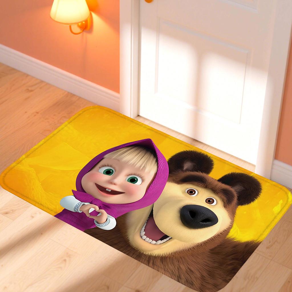 Kawaii Masha and the Bear Doormat Home Decor Items Kitchen Rugs Living Room Foot Mat Entrance Carpet Bedroom Rug Non-slip Pad