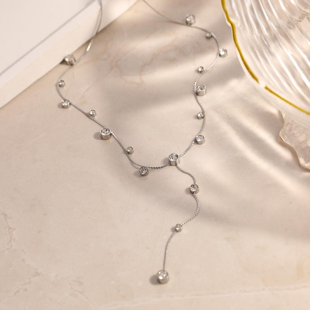 Popular Design Stainless Steel Necklace High-end Starry Sky Inlaid Zircon Necklace Light Luxury Women Necklace Jewelry Gift