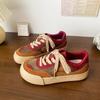 Retro red thick baseplate shoes women's autumn new niche Hong Kong style round head casual moral training shoes