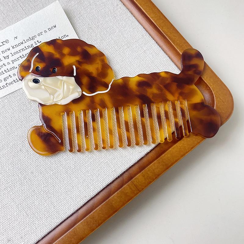 1PC New Acetate Hair Comb Wide Tooth Detangling Comb Cute Dog Swan Design Luxury Gift Quality Hair Brush