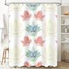 Artistic Lotus Shower Curtain Bath Decorative Wall Hanging for Home Bathroom Soft Watercolor Floral Print Fabric Waterproof