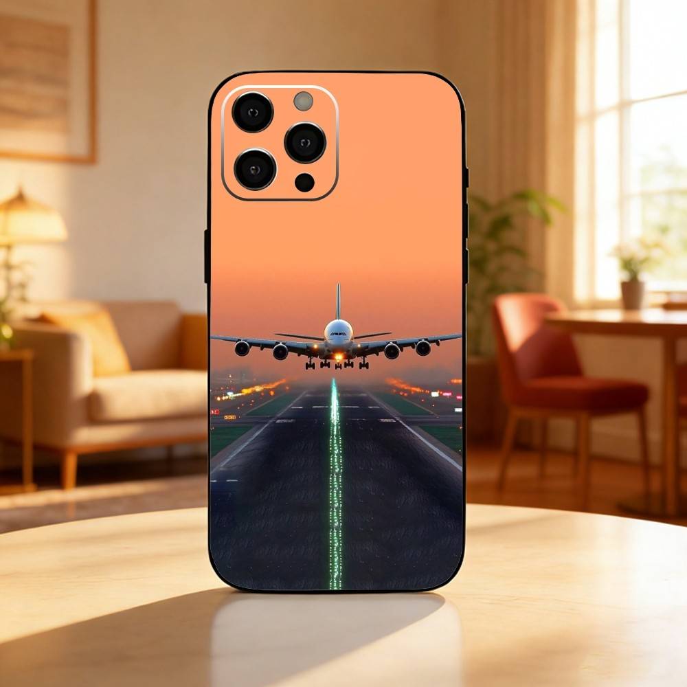 Airplane Plane Phone Case For iPhone 17 16 15 14 13 12 Max Plus Silicone Black Cover
