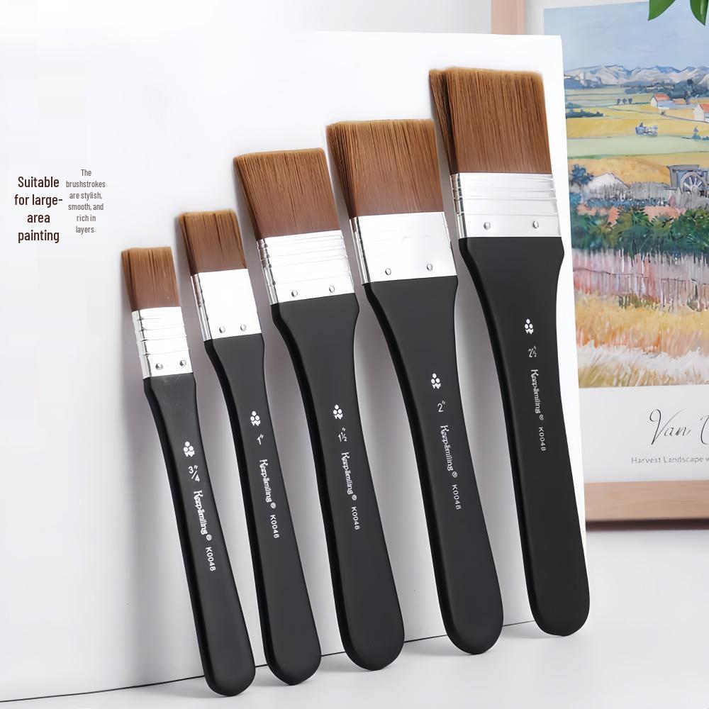 Acrylic & Watercolor Nylon Flat Brush with Birch Handle