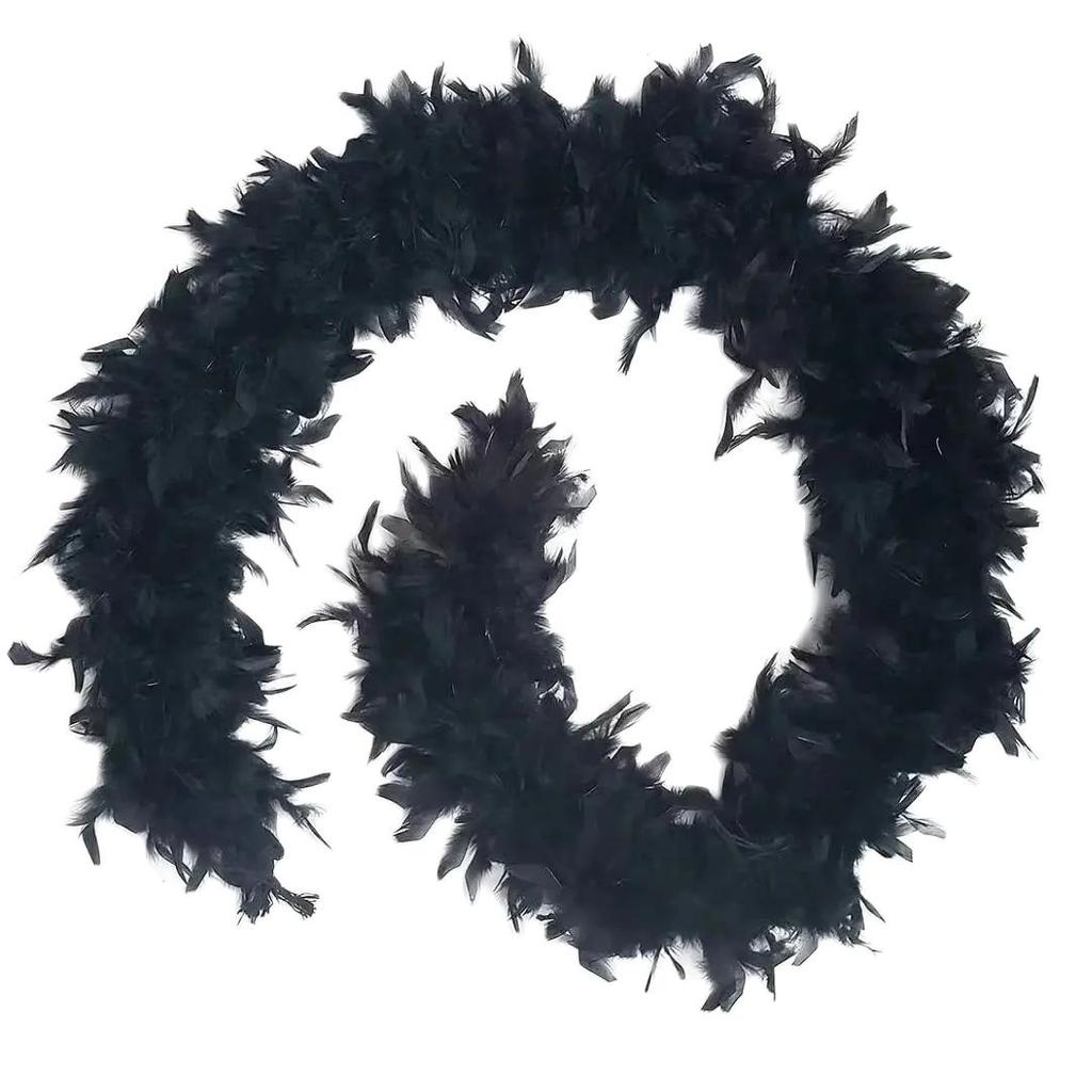 DIY Black White Feather Boa 2Yards Fluffy Turkey Marabou Feather 1920S Shawl/Scarf 38g Plumas forWedding Party Christmas Decoration