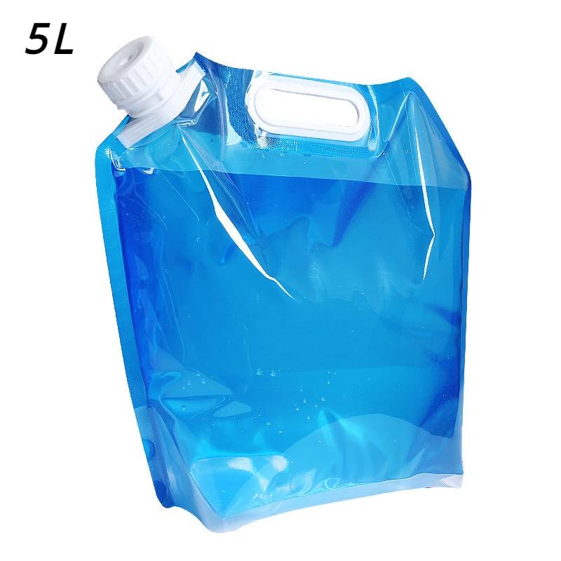 5/10L Water Bag Camping Supplies Portable Folding Water Bucket Large Water Bottle Container Outdoor Travel Collapsible Pouch
