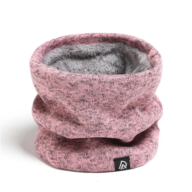 Sciarpa a collo in maglia tinta unita per uomo e donna Unisex Fodera in pile Autunno Inverno Sciarpe calde per il collo Spessa Bufanda Sciarpa-maschera Anello Sciarpa